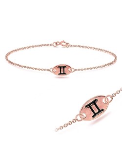 Rose Gold Plated Gemini Silver Bracelet BRS-145-RO-GP